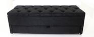 Puff Baú No Modelo Gaveteiro 120x40x45cm Cor Preta Tecido em Veludo Liso