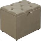 Puff Baú Organizador Atena Estofado Capitonê Veludo Bege Puff Baú Organizador Atena Estofado Capitonê Veludo Bege