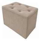 Puff Bau Organizador Porta Objetos Bege Suede