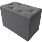 Puff Bau Organizador Porta Objetos Cinza Suede