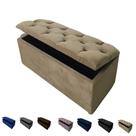 Puff Bau Pé De Cama 90 cm Suede Capitonê Porta Objetos E Brinquedos
