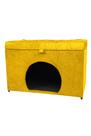 Puff baú pet casa p/ cachorros e gatos em suede - amarelo