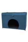 Puff baú pet casa p/ cachorros e gatos em suede - azul aço