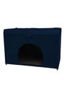 Puff baú pet casa p/ cachorros e gatos em suede - azul marinho