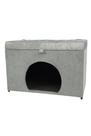 Puff baú pet casa p/ cachorros e gatos em suede - cinza claro