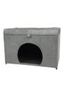 Puff baú pet casa p/ cachorros e gatos em suede - cinza
