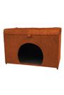 Puff baú pet casa p/ cachorros e gatos em suede - terracota