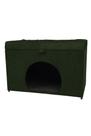 Puff baú pet casa p/ cachorros e gatos em suede - verde musgo
