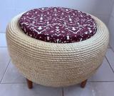 Puff Baú Pneu Revestido com corda de Sisal