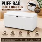 Puff Baú Porta Objetos Médio BRANCO material sintético Organizador Reforçado Decorativo