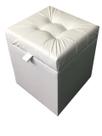 Puff baú quadrado 1 lugar 36x36 cm branco material sintético