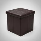 Puff Baú Quadrado Dobrável Marrom material sintético - Organização e Decoração Versátil