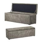 Puff Bau Recamier Casal Para Cama Box Bege Suede