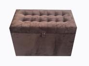 Puff baú retangular decorativo 68 cm - marrom - 100% mdf