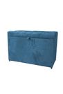Puff baú retangular para sala, quarto c/ pistão á gás - azul aço