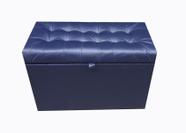 Puff baú retangular para sala, quarto c/ pistão á gás - azul marinho material sintético