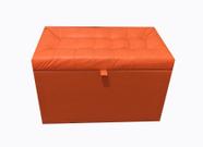 Puff baú retangular para sala, quarto c/ pistão á gás - laranja material sintético