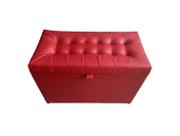 Puff baú retangular para sala, quarto c/ pistão á gás - vermelho material sintético