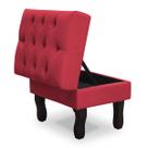 Puff Baú Retrô Luis Xv Capitonado, Vermelho Pés De Madeira
