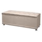 Puff Bau Sapateira de Casal Queen size 160 cm Estofado Beatriz Bege Suede Anchar Interiores
