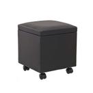 Puff Bau X 40cm material sintético com Rodizios Preto