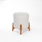 Puff Belluno Decorativo Tecido Linho Puffe pés de madeira Puff Belluno Decorativo Tecido Linho Puffe pés de madeira