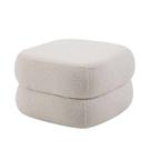 Puff Biscuit Boucle 38 X 58 Cm Pés de Madeira Branco Off White