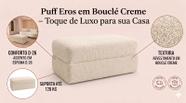 Puff Bouclé Creme 90cm Eros Banco Decorativo Confortável para Sala