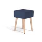 Puff Box Veludo Azul Marinho 45x32x32 cm Base Pinus Daf