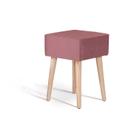 Puff Box Veludo Rosa 45x32x32 cm Base Pinus Daf Mobiliário