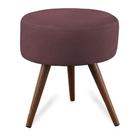 Puff Cama Inbox Hilda Redondo com Pés em Madeira Maciça Tecido Suede Vinho Puff Cama Inbox Hilda Redondo com Pés em Madeira Maciça Tecido Suede Vinho