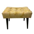 Puff Capitonê Luxo Jacquard 72 Dourado Medalhão