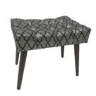 Puff Capitonê Luxo Jacquard Luxo Preto com Prata Geométrico