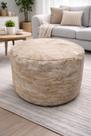 Puff Cello Decorativo Redondo Bege 50x40 Courano Angus Apoio de Pés Puff Cello Decorativo Redondo Bege 50x40 Courano Angus Apoio de Pés
