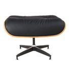 Puff Charles Eames Couro Natural - Preto