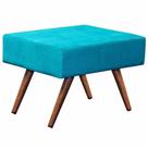 Puff Charme Retangular Suede Pés Palito Turquesa