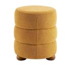Puff Cherry Boucle 47 X 38 Cm Pés de Madeira Amarelo Castanho/Gold Puff Cherry Boucle 47 X 38 Cm Pés de Madeira Amarelo Castanho/Gold