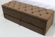 Puff Com Baú e Gaveta 120x50x45cm Cor Marrom (Veludo Suede Liso)