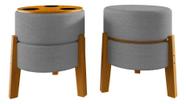 Puff Com Mesa De Apoio e Porta Copos Para Drinks Gourmet Cinza Puff Com Mesa De Apoio e Porta Copos Para Drinks Gourmet Cinza