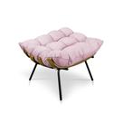 Puff Costela Suede Rosa Bebê Base Metálica - Pallazio