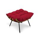 Puff Costela Suede Vermelho Base Metálica - Pallazio