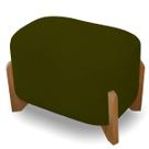 Puff Curvo Pé de Madeira Decorativo para Sala Orgânico Confortável e Reforçado Bouclé Fluffy