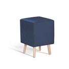 Puff Dado Veludo Azul Marinho 45x32x32 cm Base Pinus Daf