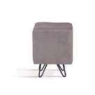 Puff Dado Veludo Prata 45x32x32 cm Base Aço Daf Mobiliário