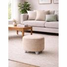 Puff De Linho Bege Compacto Ideal Para Decoração
