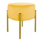 Puff de Luxo Suede Amarelo Base Metálica Dourada - Vallisa Decor