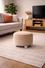 Puff De Suede Bege Compacto Ideal Para Decoração