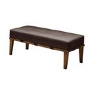 Puff Decorativo 100cm Martínez Linho Pés Madeira Marrom/Natural G62 - Gran Belo