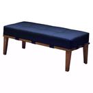 Puff Decorativo 100cm Martínez Veludo Pés Madeira Azul/Mel G62 - Gran Belo Puff Decorativo 100cm Martínez Veludo Pés Madeira Azul/Mel G62 - Gran Belo