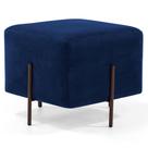Puff Decorativo 45cm Base Aço Status B-304 Veludo Azul Marinho - Domi